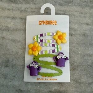 NEW Gymboree Set of 4 Watering Can / Daffodil Flower Hair Clips
